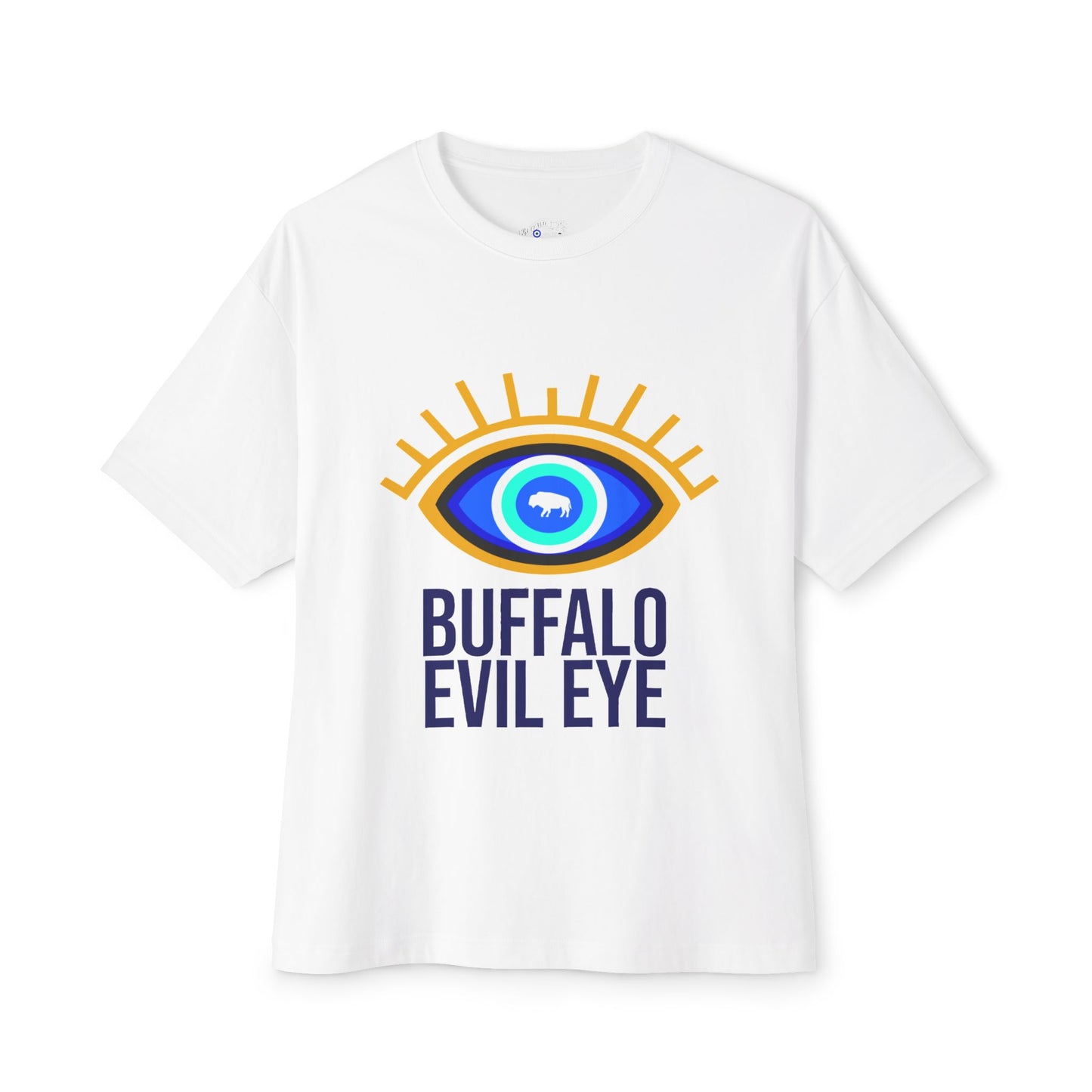 Buffalo Evil Eye Oversized Tee, Unisex Boxy T-Shirt, Spiritual Protection Tee, Boho Chic Style, Gift for Occasions